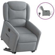 vidaXL Poltrona reclinável elevatória elétrica tecido cinzento-claro