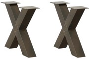 Pés para mesa de centro em formato de X, 2 peças, aço natural, 50x(42-