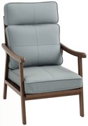 HOMCOM Poltrona para Sala Estofada em PU com Estrutura de Madeira Almofadas Acolchoadas Poltrona de Leitura 63,5x83x105 cm Cinza | Aosom Portugal