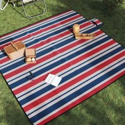 vidaXL Manta piquenique dobrável 200x200cm veludo riscas vermelho/azul