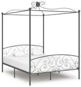 vidaXL Estrutura de cama com dossel 160x200 cm metal cinzento