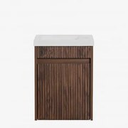 Conjunto De Móvel De Casa De Banho Suspenso Em Madeira Com Lavatório Integrado Narek Madeira Escura & Sem Espelho & Sem Torneira - Sklum