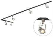 LED Trilho inteligente monofásico preto com aço incl. 5 GU10 WiFi - Suplux Moderno