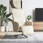 vidaXL Cadeira reclinável com apoio de pés couro artificial cor creme