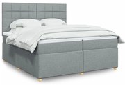 vidaXL Cama com molas/colchão 200x200 cm tecido cinza-claro