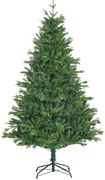 HOMCOM Árvore de Natal Artificial 180cm com 1443 Ramos Folhas de PVC Base Dobrável e Suporte Metálico Verde