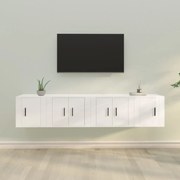 4 pcs conjunto móveis de TV madeira processada branco brilhante