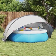 vidaXL Cúpula de Piscina Manual Cinza e Laranja 336 x 322 x 160 cm