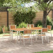 vidaXL Conjunto de Jantar para Jardim de 7 Peças em Madeira Sólida de Acácia e Aço Inoxidável
