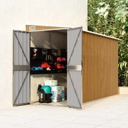 vidaXL Abrigo de jardim de parede castanho 118x288x178 cm aço galvanizado