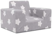 vidaXL Sofá infantil de c/ estrelas pelúcia cinzento-claro