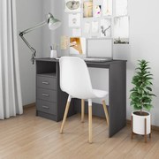 vidaXL Secretária com gavetas 110x50x76 cm contraplacado cinzento