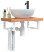 vidaXL Prateleira de parede p/ lavatório aço/madeira de faia maciça