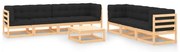 8 pcs conjunto lounge de jardim c/ almofadões pinho maciço