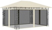 Gazebo com rede mosquiteira 4x3x2,73 m 180 g/m² creme