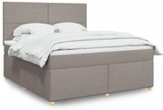 vidaXL Cama com molas/colchão 180x200 cm tecido castanho-acinzentado