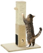 PawHut Poste Arranhador para Gatos 79 cm Arranhador para Gatos com Bola Suspensa e Poste de Juta 59,5x39x79 cm Creme e Bege