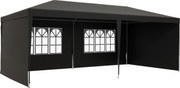 Outsunny Tenda de Jardim 6x3m com 4 Paredes Laterais e 2 Janelas Visíveis Pérgola Gazebo de Exterior para Festas e Eventos Cinzento | Aosom Portugal