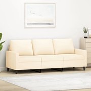 Sofá de 3 lugares 180 cm veludo cor creme