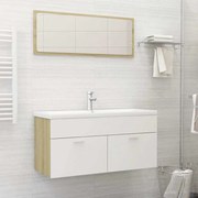 vidaXL 2 pcs conj. móveis casa banho contrapl. branco/carvalho sonoma