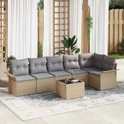 vidaXL Conjunto de Sofá de Jardim de 7 Peças com Almofadas em Rattan Sintético Preto