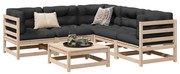 6 pcs conjunto de sofás de jardim c/ almofadões pinho maciço