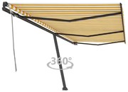 vidaXL Toldo retrátil manual independente 600x350 cm amarelo e branco