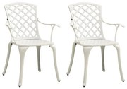 vidaXL Cadeiras de jardim 2 pcs alumínio fundido branco
