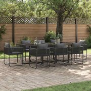 vidaXL Conjunto de Jantar de Jardim com 12 Peças da e Almofadas em Aço e Rattan Sintético