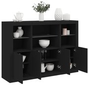 vidaXL Aparadores c/ luzes LED 3 pcs derivados de madeira preto