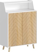 HOMCOM Sapateira para Entrada com Prateleiras Ajustáveis para 15 Pares de Sapatos 75x35x104 cm Branco e Madeira | Aosom Portugal