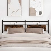 vidaXL Cabeceira de cama 200 cm derivados madeira/aço carvalho fumado