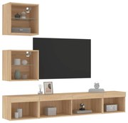 vidaXL 5pcs móveis parede p/ TV c/ LEDs deriv. madeira carvalho sonoma