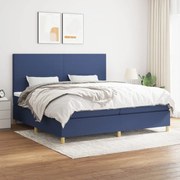 vidaXL Cama com molas/colchão 200x200 cm tecido azul