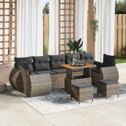 vidaXL Conjunto de Sofá pra Jardim com 10 Peças e Almofadas Rattan Cinza e Acácia.