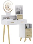 Toucador com Espelho e Luzes LED Ajustáveis Mesa de Maquilhagem Modern