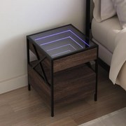 Mesa de cabeceira c/ LED Infinity 40x40x51 cm carvalho castanho