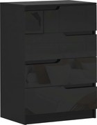 HOMCOM Cômoda 4 Gavetas Moderna e Minimalista em Madeira, 60x40x85 cm, Preto Brilhante | Aosom Portugal