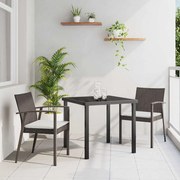 vidaXL Conjunto de Jantar para Jardim com 3 Peças e Almofadas de Rattan Poliéster Marrom.