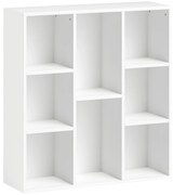HOMCOM Estante de 3 Níveis Estante para Livros com 8 Compartimentos Desenho Vertical ou Horizontal 74,3x24x80 cm Branco | Aosom Portugal