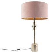 Candeeiro de mesa Art Deco dourado com abajur de veludo rosa 50 cm - Diverso Art Deco