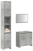 vidaXL 3 pcs conj. móveis casa banho derivados madeira cinza cimento
