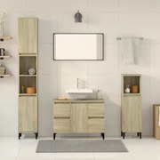 vidaXL 3 pcs conj. móveis casa banho derivados madeira carvalho sonoma