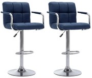 vidaXL Cadeiras de bar 2 pcs tecido azul