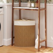 Cesto para Roupa Suja de Bambu de 55L com Tampa e Asa Saco Extraível e Lavável para Casa de Banho Quarto, 35x35x60 cm Castanho