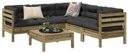 vidaXL 6 pcs conjunto sofás de jardim c/ almofadões pinho impregnado