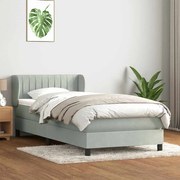 Cama com molas/colchão cinzento-claro 80x220 cm veludo