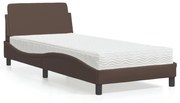 Cama com colchão 90x200 cm couro artificial castanho