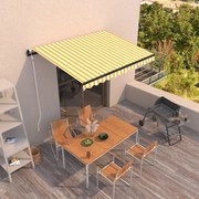vidaXL Toldo retrátil automático 350x250 cm amarelo e branco