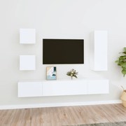 Conjunto móveis de TV 5 pcs madeira processada branco